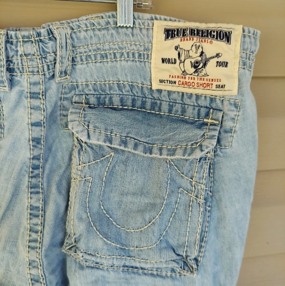 True Religion Big T Cargo Cut Off Shorts